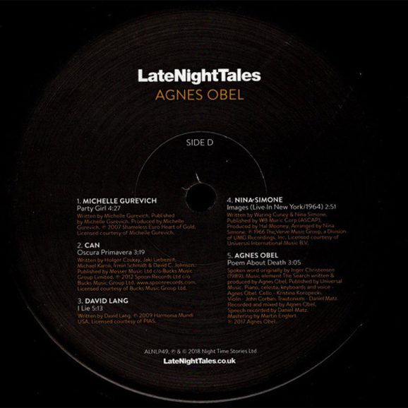 Agnes Obel Late Night Tales ( 180g vinyl 2LP )