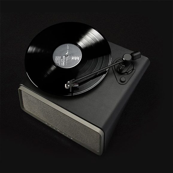 HYM Seed Turntable Black Leather