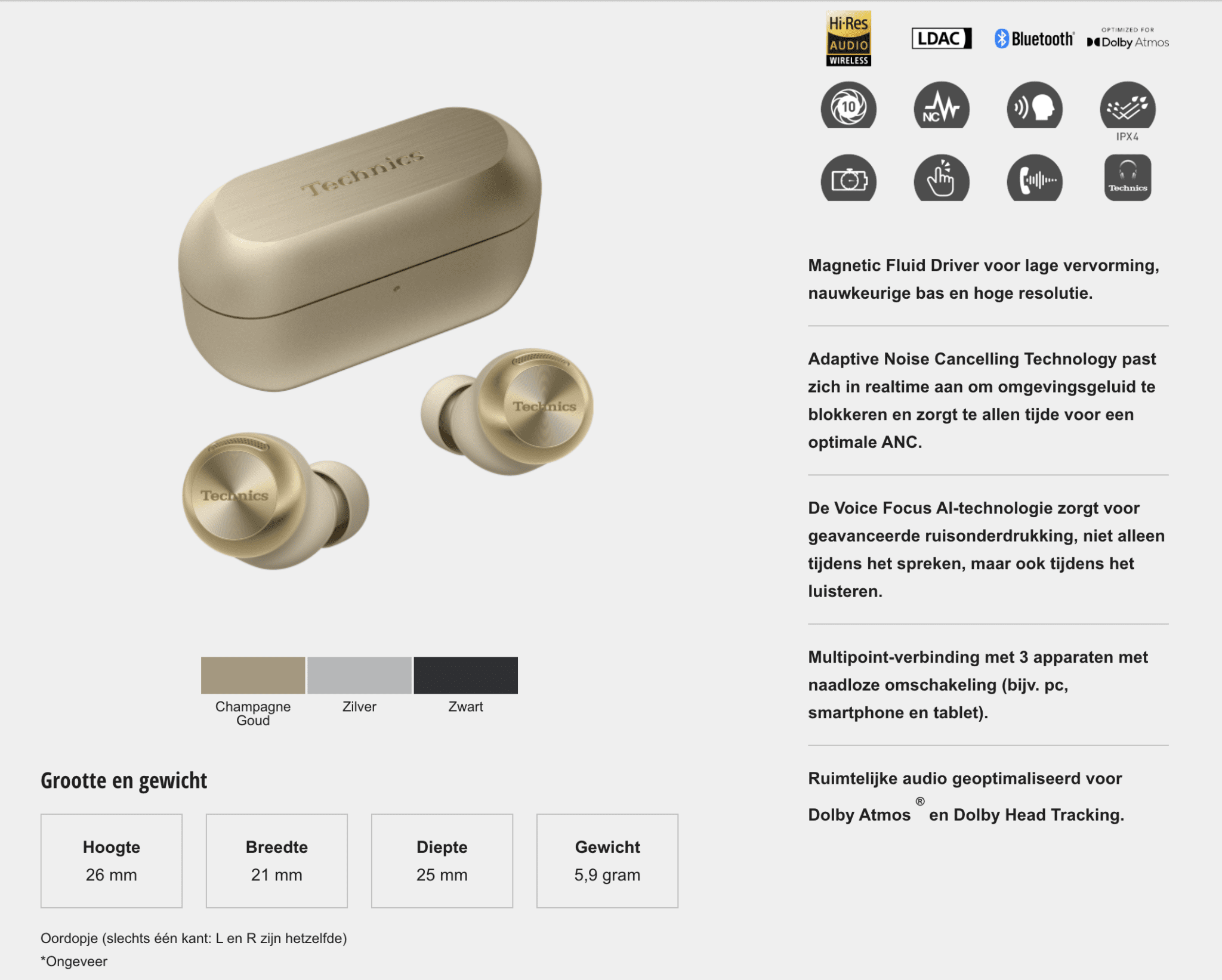 Technics EAH-AZ100 60th Anniversary Edition Champagne Gold