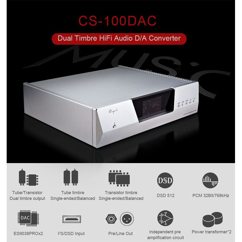 Cayin CS-100DAC buizen dac zilver (nieuw in doos)
